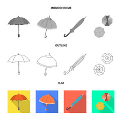 Isolated object of protection and closed symbol. Collection of protection and rainy stock vector illustration.