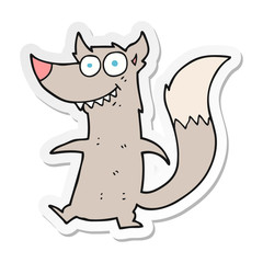 sticker of a cartoon little wolf