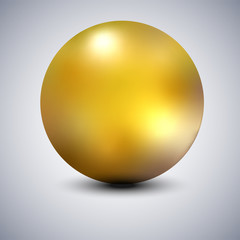 Realistic gold metal sphere, vector golden ball. - 253372080