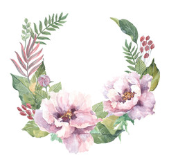 watercolor wreath of flowers