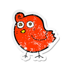 retro distressed sticker of a funny cartoon bird