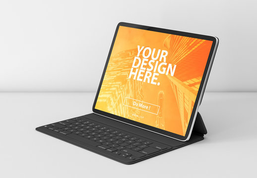Tablet with Keyboard Mockup