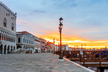Venice, Italy. Famous Doge's Palace at dawn in Venice