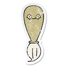 distressed sticker of a cute cartoon paint brush