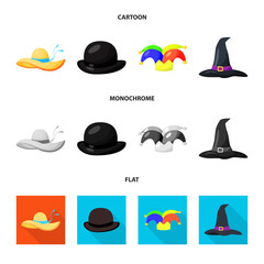 Vector design of clothing and cap logo. Collection of clothing and beret vector icon for stock.