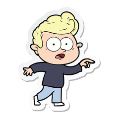 sticker of a cartoon staring man