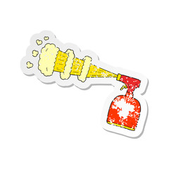retro distressed sticker of a cartoon spray bottle