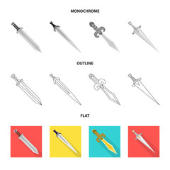 Obraz premium Isolated object of game and armor symbol. Set of game and blade stock vector illustration.