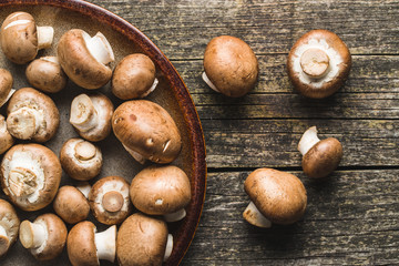 Fresh champignon mushrooms.