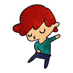 textured cartoon of kawaii cute boy