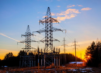 Power line in the evening