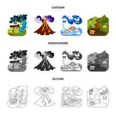 Isolated object of weather and distress sign. Set of weather and crash stock vector illustration.