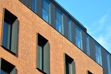 Cityscape office buildings with modern corporate architecture - business and success concept