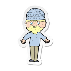 sticker of a cartoon man in winter hat