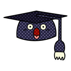 comic book style cartoon graduation hat