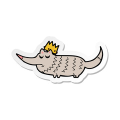 sticker of a cartoon little wolf with crown