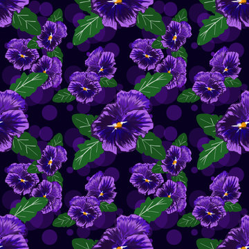 pattern con violette su sfondo scuro