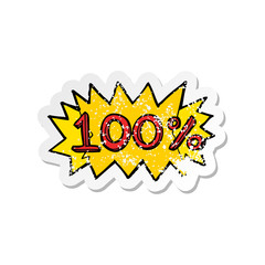 retro distressed sticker of a cartoon 100% symbol