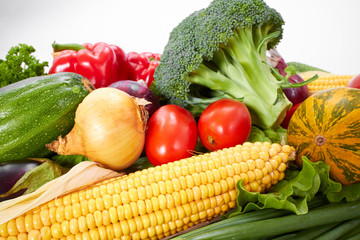 fresh vegetables on the white background