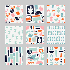 Set with abstract pattern. 