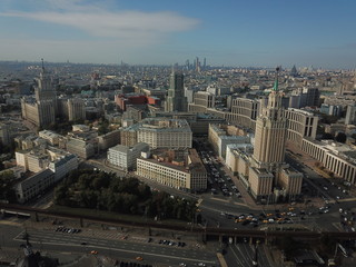 Fototapeta na wymiar Buildings panorama moscow copter