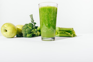 Glass of healthy detox green smoothie