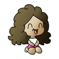 gradient cartoon cute kawaii happy girl