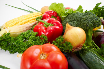 fresh vegetables on the white background