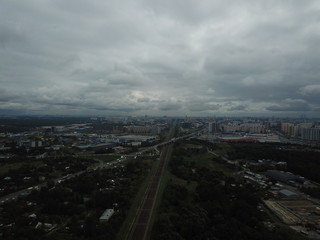 Fototapeta premium Copter Moscow panorama sity look