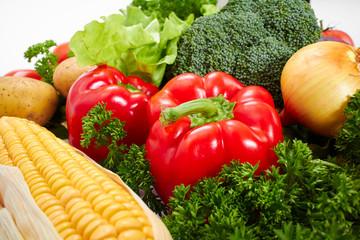 fresh vegetables on the white background