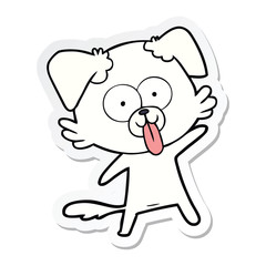 sticker of a cartoon dog with tongue sticking out