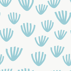 Seamless pattern with modern floral and abstract elements in fresh pastel colors. 