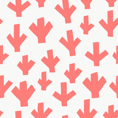 Seamless pattern with modern floral and abstract elements in fresh pastel colors. 