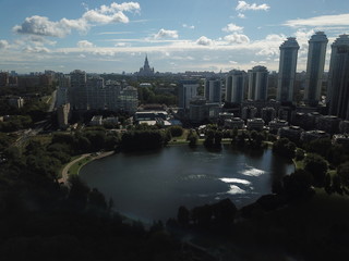 Fototapeta na wymiar Panorama copter Moscow sity view