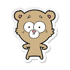 distressed sticker of a cartoon bear