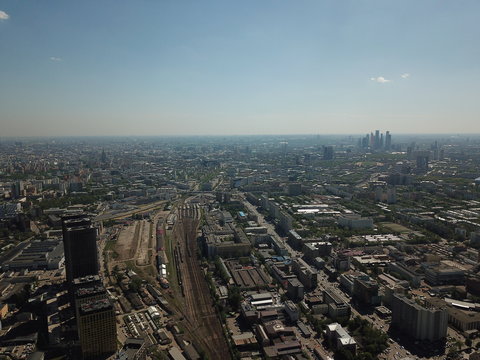 Panorama copter Moscow sity view © sergey