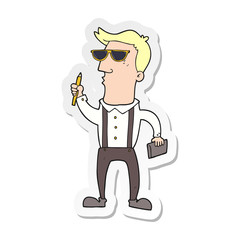 sticker of a cartoon man with notebook