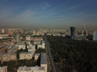 Copter panorama Moscow sity view