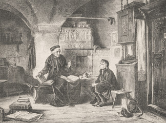 Luther with his friend Proles in Erfurt. - Illustration, Erfurt, Germany, 1870-1879, 19th Century, 19th Century Style