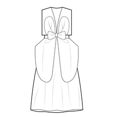 Ladies Dress with Bow Vector Template