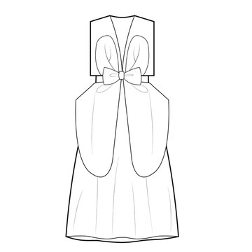Ladies Dress with Bow Vector Template