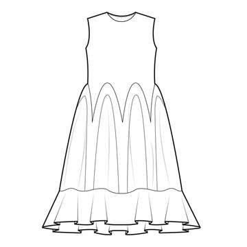Ladies Tank Dress Vector Template