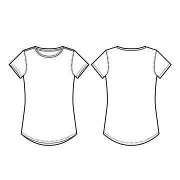 Ladies Crew Neck Tee Vector Template