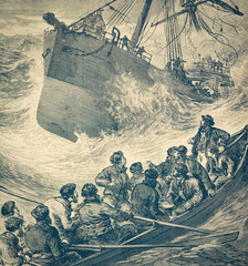 The sinking of the steamer La Plata, in the bay of Biscaya. -  1870-1879, 19th Century, 19th Century Style, Accidents and Disasters, Ilustration,  - 253382285