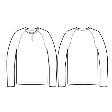 Mens Long Sleeve Henley Vector Template