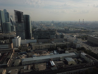 Copter panorama Moscow sity view