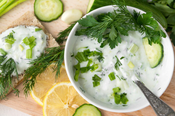 Greek yogurt with herbs, dairy product with herbs
