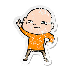 distressed sticker of a cartoon creepy guy