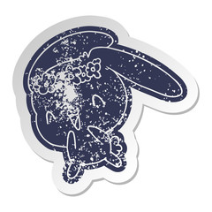distressed old sticker kawaii cute furry bunny