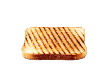Roasted crispy bread slice on white background